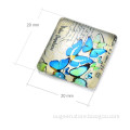 20mm Butterfly shape square clear pattern glass cabochon